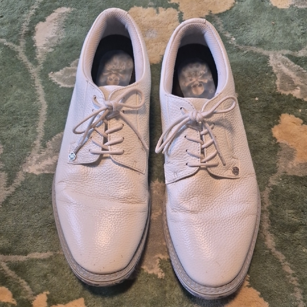 G/FORE White Pebbled Leather Derby Shoes